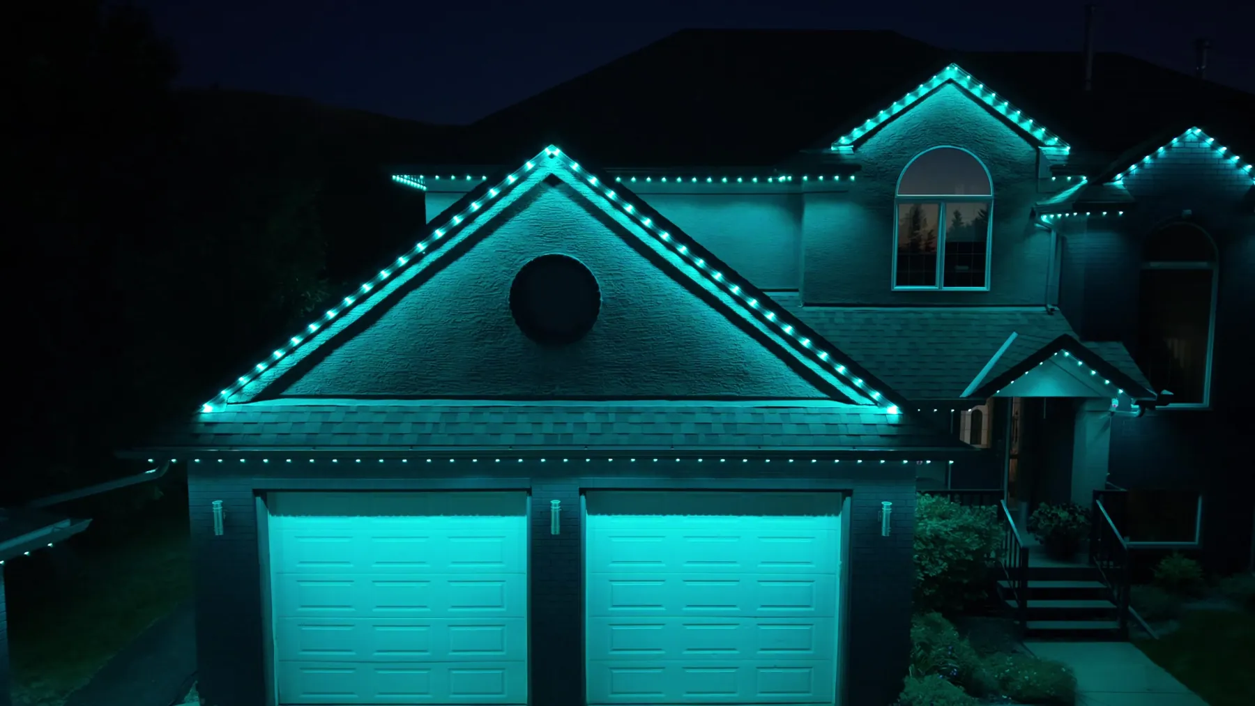 The same house lit in glacier